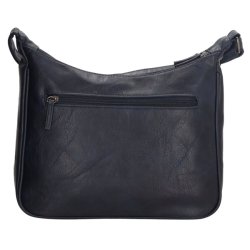 Bagsiden af navy Beagles Murcia skuldertaske med lynlslomme.