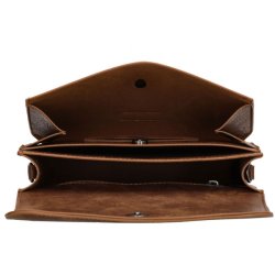 Beagles Murcia brun skuldertaske med bent hovedrum og flere opdelte sektioner