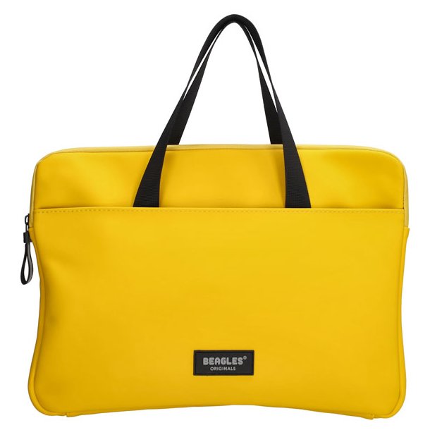 Beagles Originals gul vandafvisende computertaske forfra