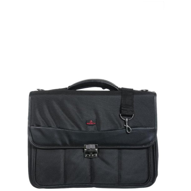 Forside af Davidts dokumentmappe sort 15 tommer med ls og skulderrem