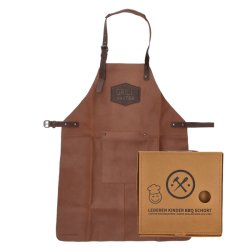 “Brne BBQ lderforklde i cognac fra Hide & Stitches med gaveske”