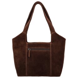 Hide & Stitches Brazos brun skuldertaske bagside med lynlslomme