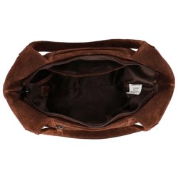 Hide & Stitches Brazos brun skuldertaske indvendigt rum set ovenfra