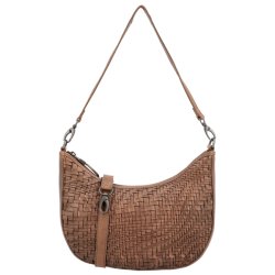 Brun Hide & Stitches skuldertaske med flettet front og kort skulderrem