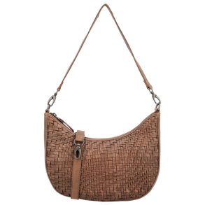 Brun Hide & Stitches skuldertaske med flettet front og kort skulderrem