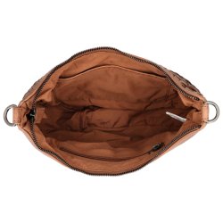 Indvendigt rum i brun Hide & Stitches skuldertaske set oppefra