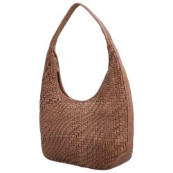 Brun flettet hobo-skuldertaske fra Hide & Stitches vist skr�t forfra