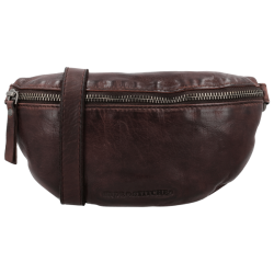 Mrkebrun Hide & Stitches bltetaske med rem vist forfra