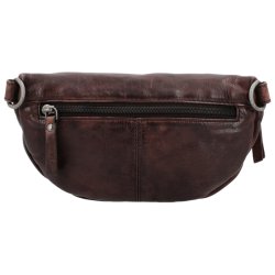 Bagsiden af mrkebrun Hide & Stitches bltetaske med lynlslomme