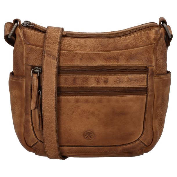 Hide & Stitches Paint Rock crossbody taske cognac – forside