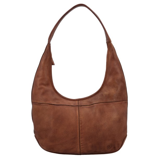 Cognacfarvet Hide & Stitches skuldertaske set forfra