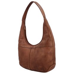 Hide & Stitches skuldertaske i cognac set fra siden