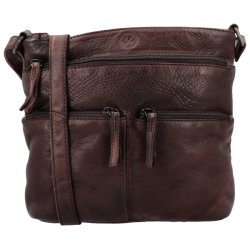 Hide & Stitches Paint Rock skuldertaske mrkebrun – front