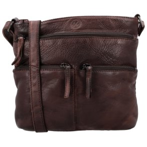 Hide & Stitches Paint Rock skuldertaske mrkebrun – front