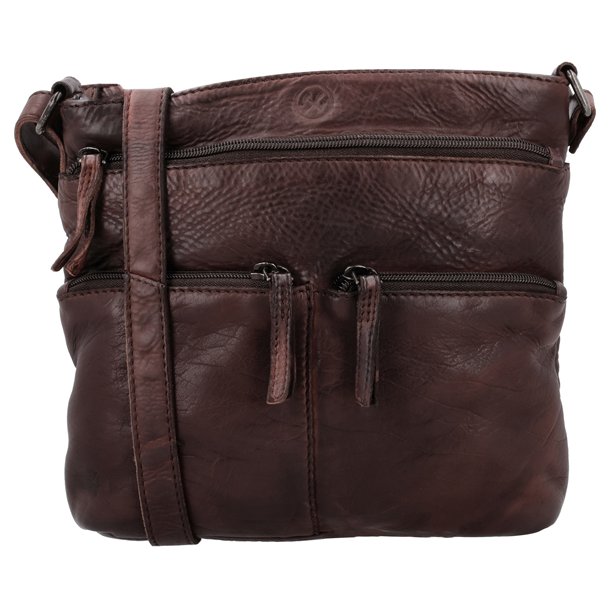 Hide & Stitches Paint Rock skuldertaske mrkebrun – front