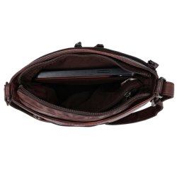 Indvendig lomme med tablet i Hide & Stitches skuldertaske – mrkebrun