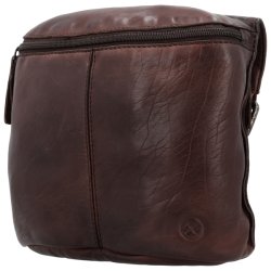 Mrkebrun Hide & Stitches crossbody i skind – skr vinkel forfra