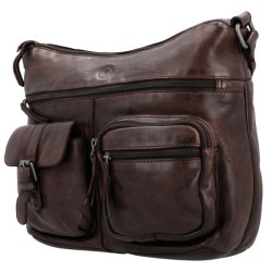 Mrkebrun Hide & Stitches crossbody taske set fra skr vinkel
