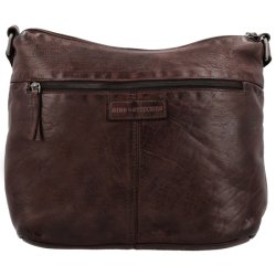 Hide & Stitches crossbody taske mrkebrun – bagside med lynlslomme