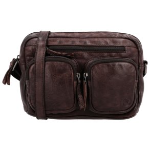 Hide & Stitches Paint Rock skuldertaske mrkebrun – front med lommer