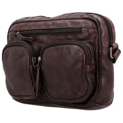 Mrkebrun Hide & Stitches skuldertaske – skr vinkel