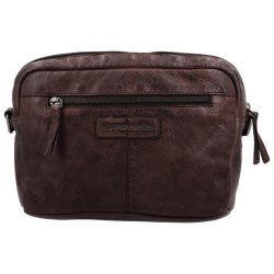 Hide & Stitches skuldertaske mrkebrun – bagside med lynlslomme