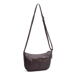 Vintage crossover taske mrkebrun i skind med lynlslomme bagp