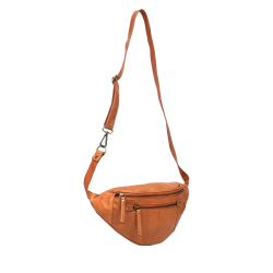 House of Sajaco bltetaske i brun skind med rem vist i fuld lngde