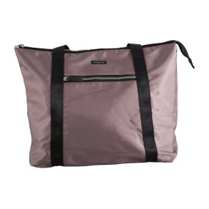 Lycke Happy Shopper brun taske med sorte skulderstropper og lynlslomme