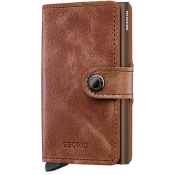 Secrid Miniwallet Vintage Cognac-Brown front – kompakt pung i lder