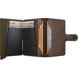 Secrid Miniwallet Vintage Oak �ben med kort, sedler og ekstra kortlommer