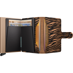 Secrid Miniwallet Zebra Beige �ben med kort, sedler og ekstra kortlommer