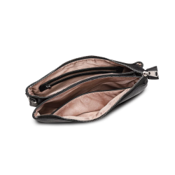 Indvendig visning af Puccini crossover taske i sort med to rum og lynlslomme