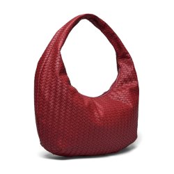 Rosemunde RBRemi medium skuldertaske cranberry flettet design set fra siden