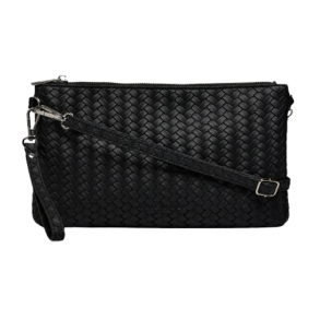 Rosemunde RBRemi Medium Clutch sort – front med flettet mnster