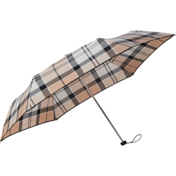 Samsonite Alu Drop S 3-sektions paraply i Beige Check set fra siden