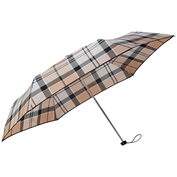 Samsonite Alu Drop S 3-sektions paraply i Beige Check set fra siden