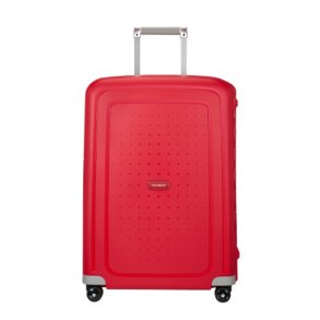 Rd Samsonite S'Cure spinnerkuffert 69 cm set forfra med 3-punkts ls.