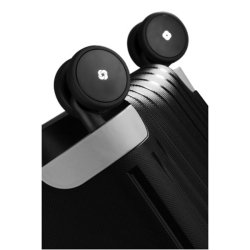 Detaljebillede af dobbelte spinnerhjul p Samsonite S'Cure 75 cm sort.