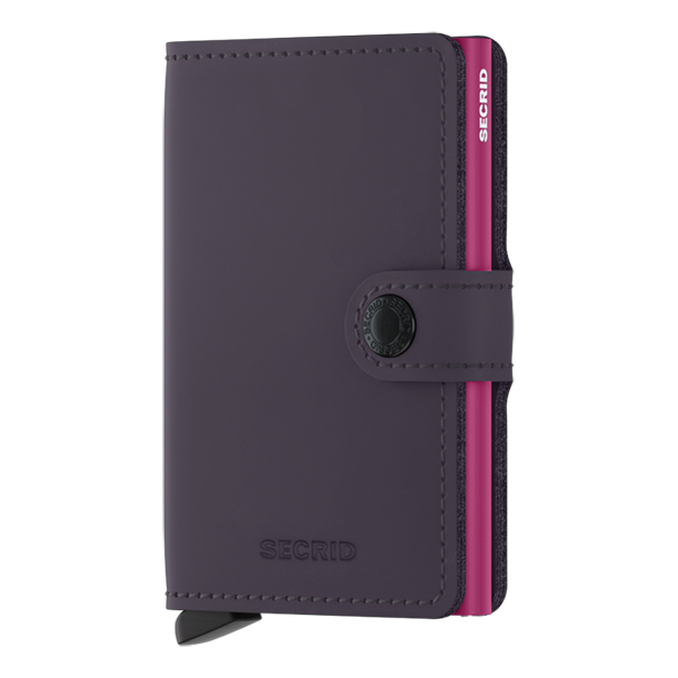 Secrid Miniwallet matte m�rklilla &ndash; lukket l�derpung med trykknap