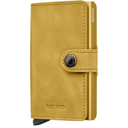 Secrid Miniwallet Vintage gul &ndash; lukket l�derpung med trykknap