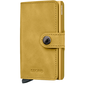 Secrid Miniwallet Vintage gul &ndash; lukket l�derpung med trykknap