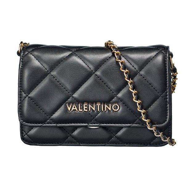 Valentino Ocarina crossbody taske i sort quiltet design med Valentino-logo – front