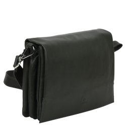 Gr�n Adax Amalfi Sandra skuldertaske set fra siden i bl�dt l�der