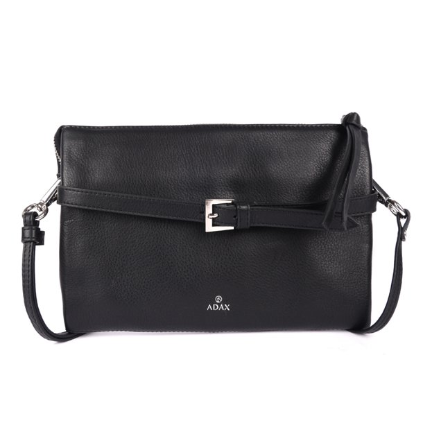 Adax Sorano Tessie skuldertaske i sort l�der set forfra