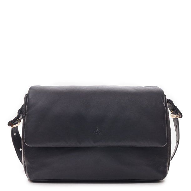 Adax Larissa Riley skuldertaske i sort l�der set forfra