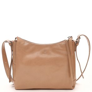 Adax Milano Trine skuldertaske i sand l�der set forfra