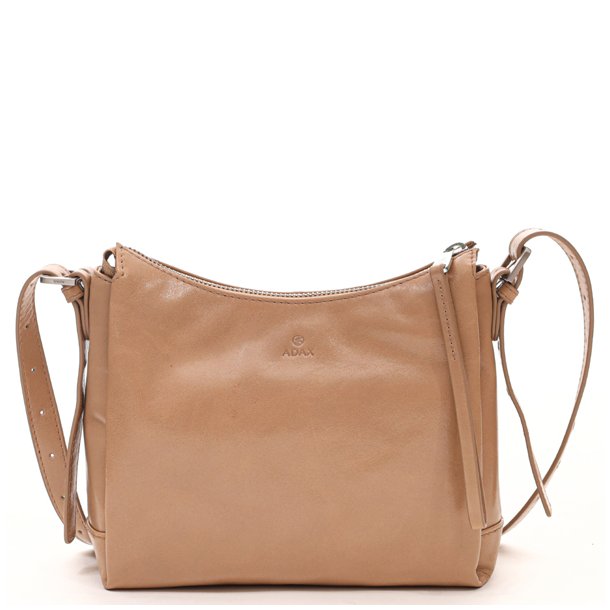 Adax Milano Trine skuldertaske i sand l�der set forfra