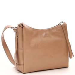 Adax Milano Trine skuldertaske i sand l�der set fra siden