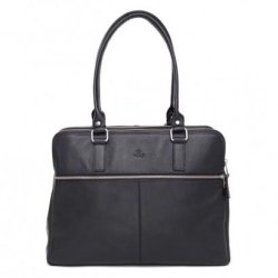 Adax Napoli Gerda 14 tommer h�ndtaske sort l�der computertaske forfra